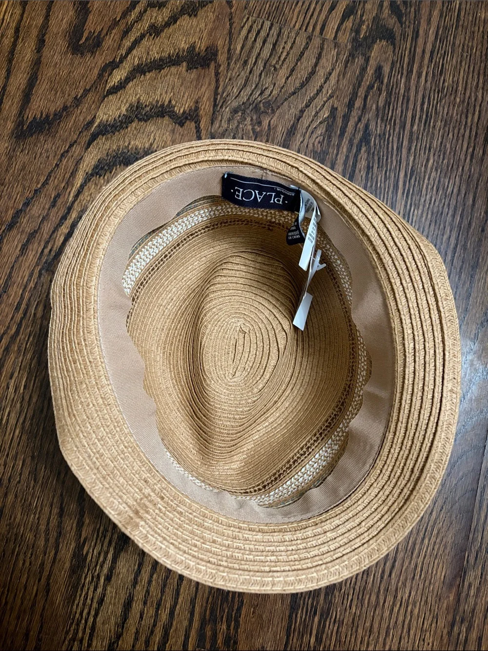 The Children's Place Tan Straw Trilby with Woven Accent Band